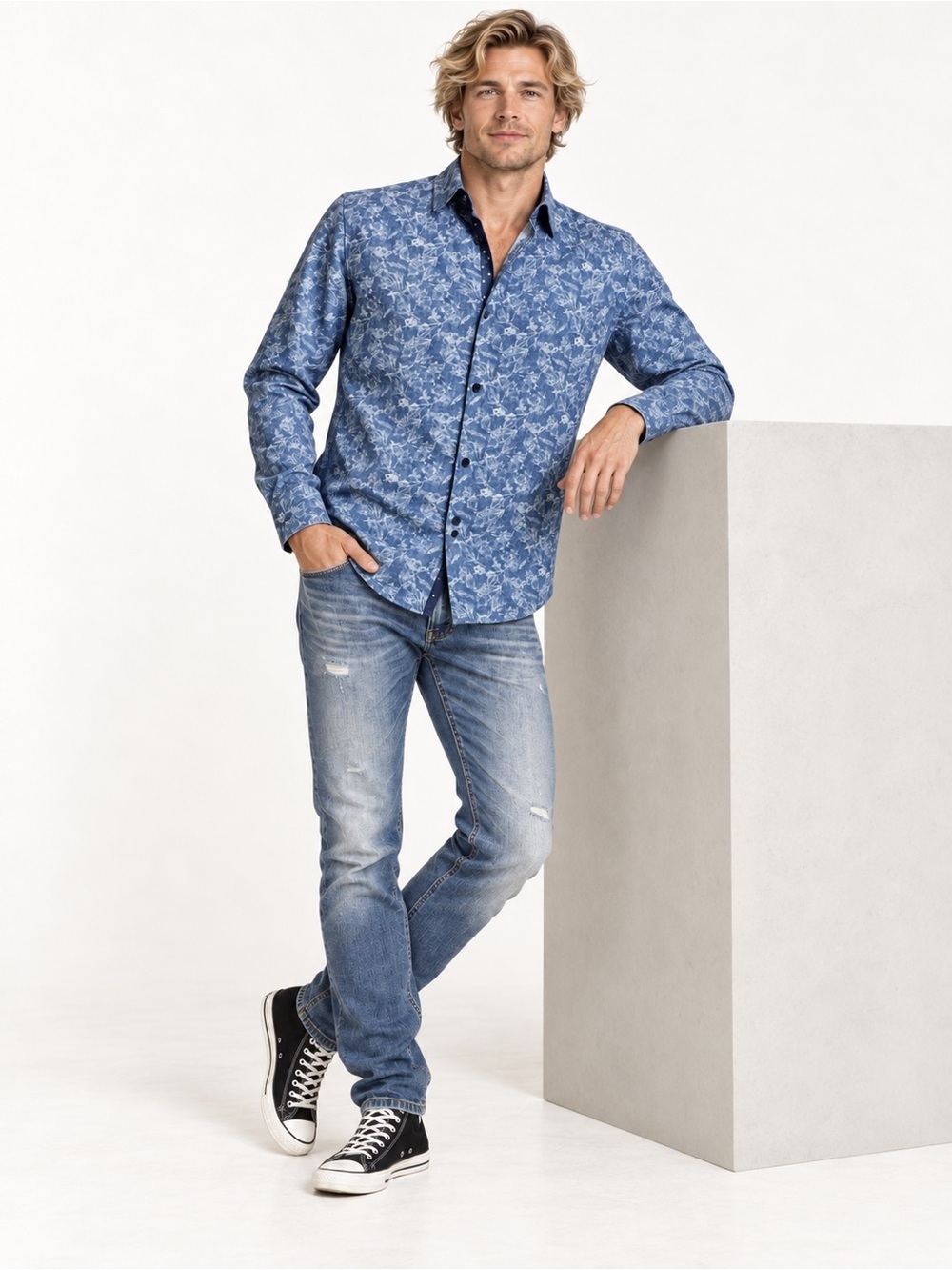 Ted Baker London “Marais” Geo Print Slim Fit Shirt | Blue | Large - Picture 6 of 7